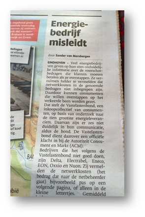 energiebedrijf misleidt klant