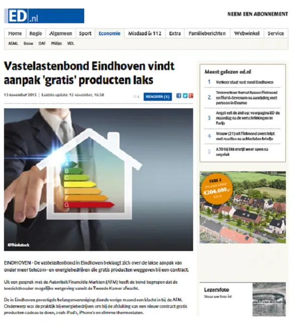 De Vastelastenbond in actie tegen ongunstige welkomskado's bij energie en telecomcontracten